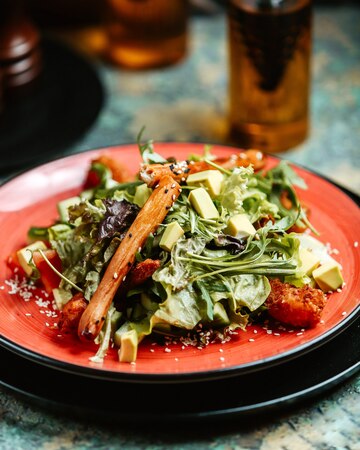 vegetable-salad-with-fried-ships-greens-avocado